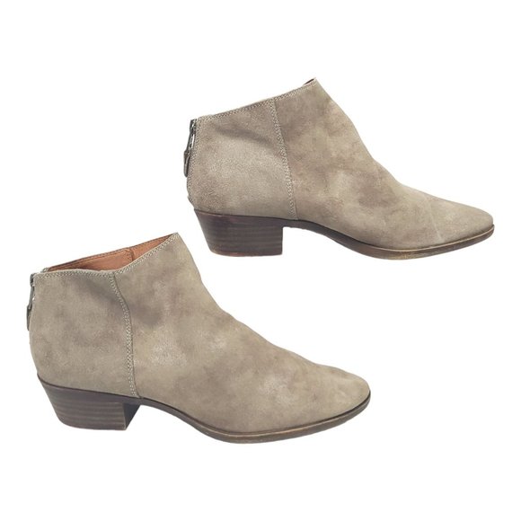Lucky Brand Bremma Suede Leather Ankle Boots Size US 10 EU 40 Back Zip Taupe - Picture 10 of 11